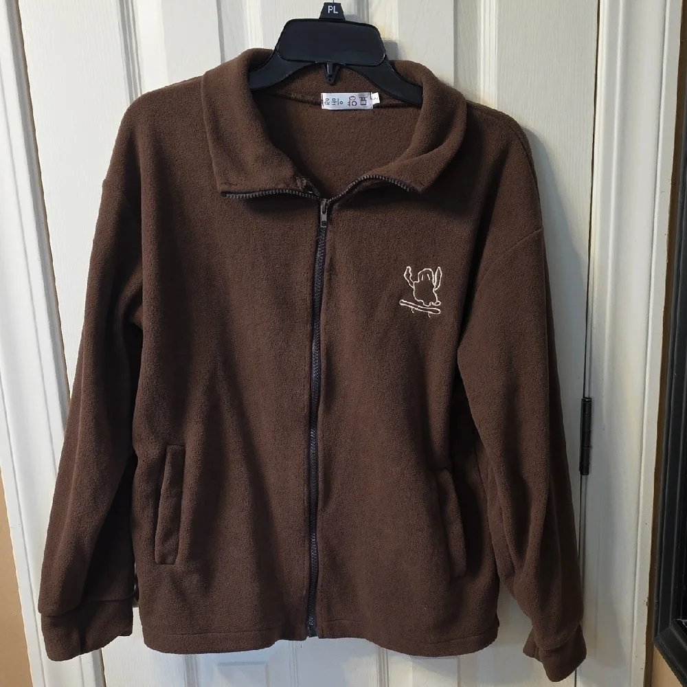 Brown Fleece Zip-Up Jacket
